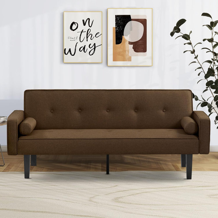 Mercury Row® Futon Couch, Fabric Futon Sofa Bed with 2 Pillows for